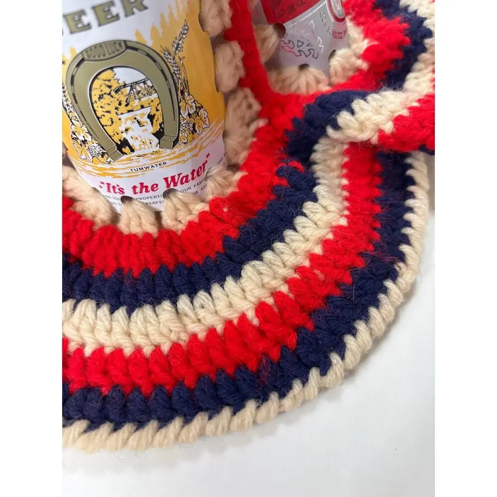 VTG Crochet Beer Can Hat Americana Schmidt‎ Schlitz Olympia Novelty Breweriana